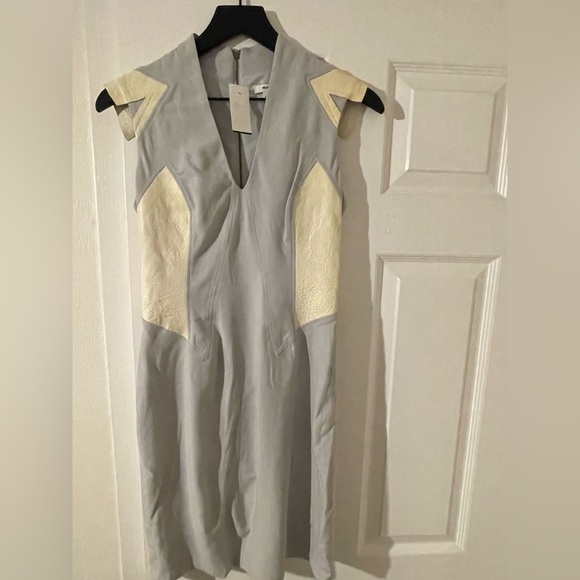 NEW Helmut Lang Sleeveless Leather Detail Dress Size 2 - Picture 2 of 7